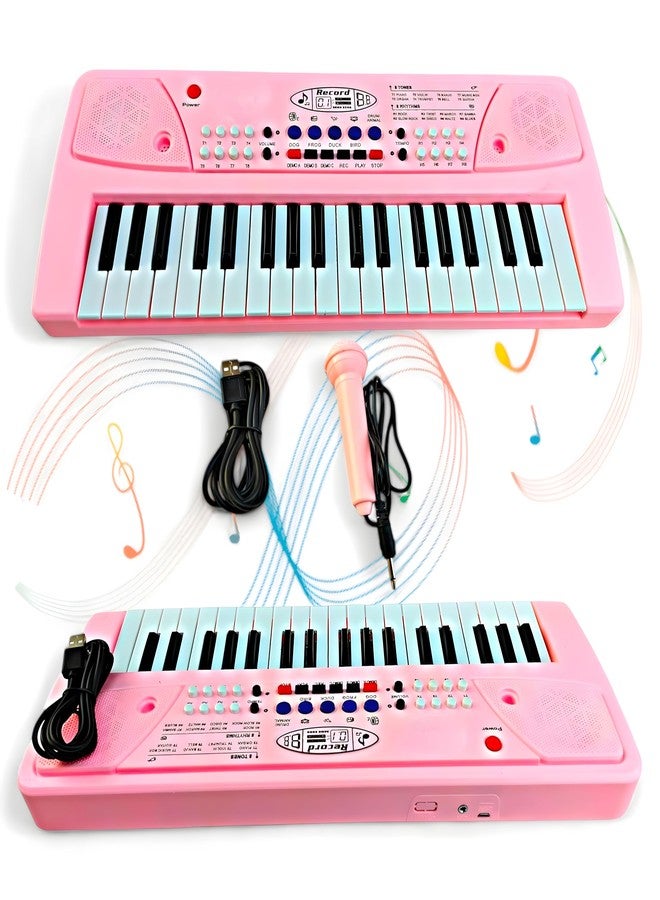 SARASI Kids Keyboard Piano, 37 Keys Piano Keyboard with Power Option, Musical Toy (37 Keys &8 Tones, 8 Rhythms 4 Percussion) [Pack of: 1, Pink] - Image 3